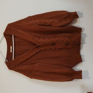 Cupshe | Rust Brown Cable Knit Cardigan | Women's S